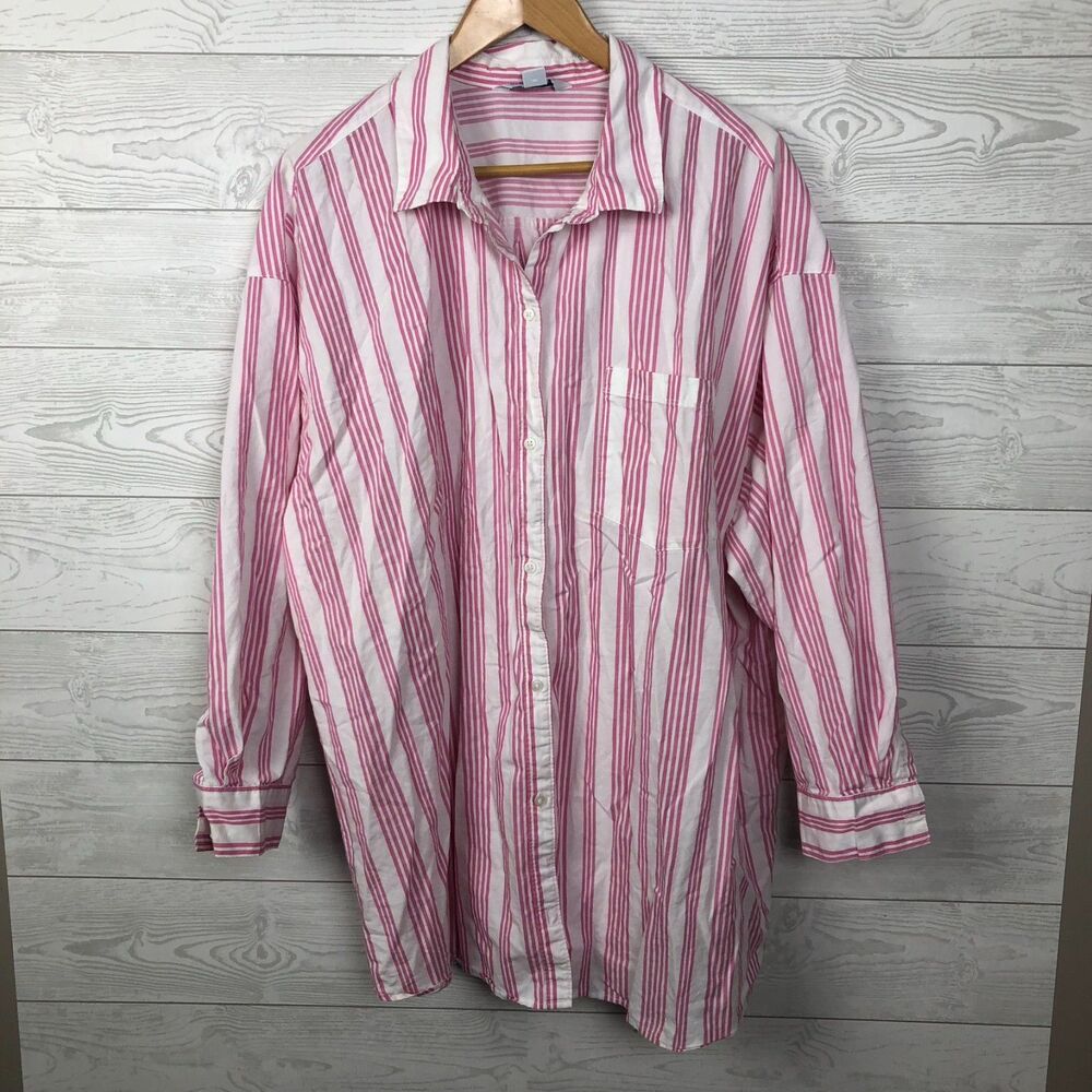 Old Navy Women's 3X The Boyfriend Shirt Striped Button Front Long Sleeve Cotton